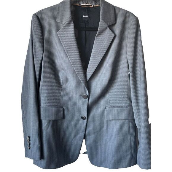 NEW $545  BOSS Jabielle Women's  Pinstripe Virgin Wool Blazer Jacket Suiting 10 - Picture 6 of 11